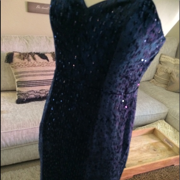 ❤️Lulus Simply Elegant Navy Blue Sequin Maxi Dress - Picture 9 of 9